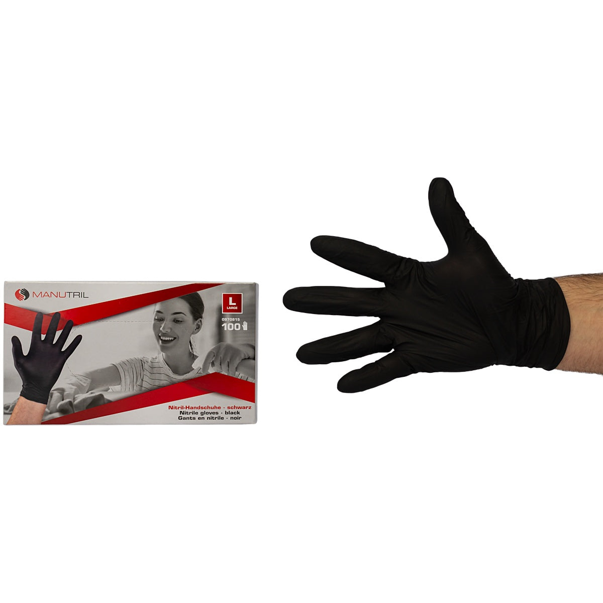 Manusi Nitril Negre L 100buc/cutie