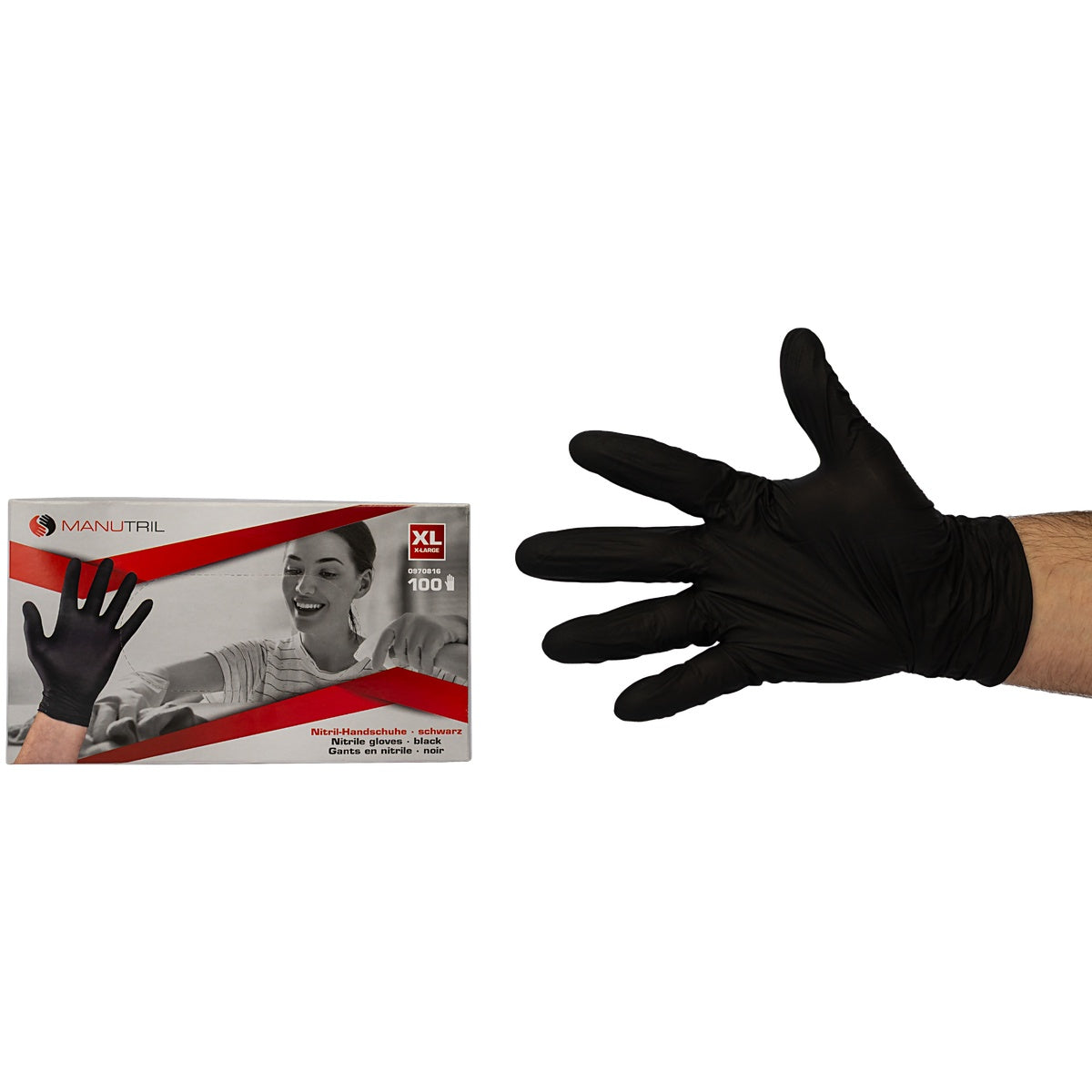 Manusi Nitril Negre XL 100buc/cutie